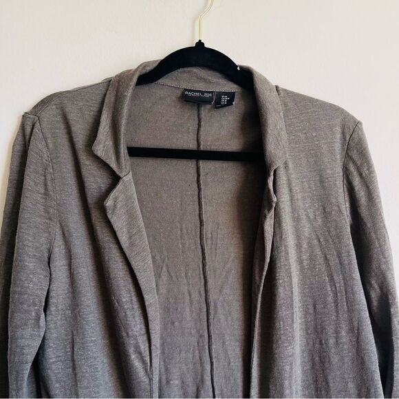 Rachel Zoe Green 100% Linen Open Cardigan Collared Medium - Picture 2 of 9